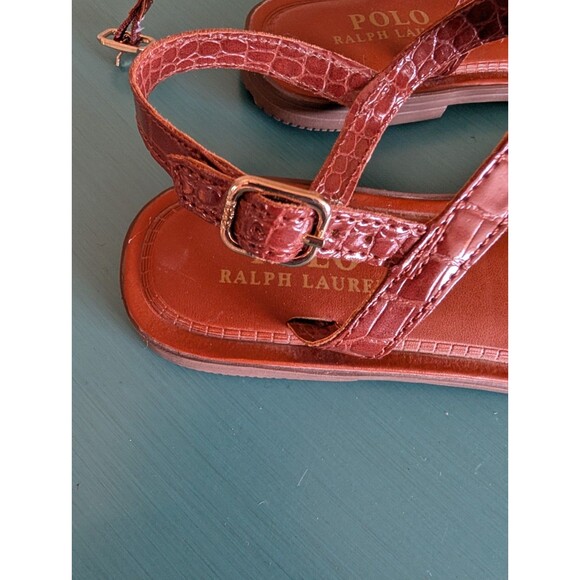 Polo Ralph Lauren Tierney Girls Faux Leather  Sandals Preppy Classic Kids Sz 13 - Picture 4 of 8
